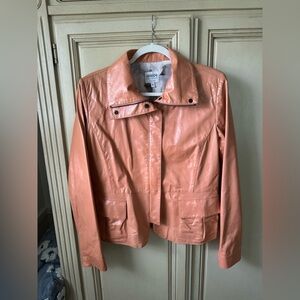 Armani Collezioni Women's Leather Jacket in Peach